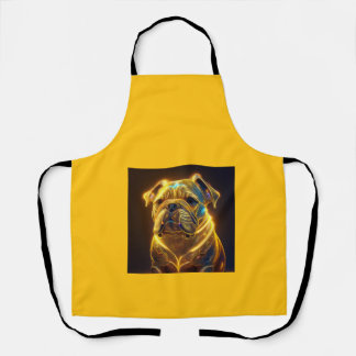 Fantasy Image Neon Yellow English Bulldog Schort