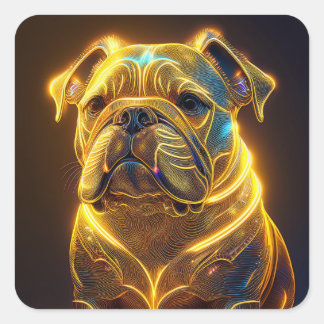 Fantasy Image Neon Yellow English Bulldog Vierkante Sticker
