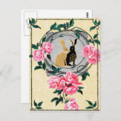 Fantasy Jackrabbit Hares Roos Romantic Collage Briefkaart (Voorkant / Achterkant)