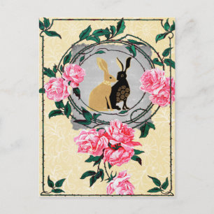 Fantasy Jackrabbit Hares Roos Romantic Collage Briefkaart