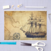  Fantasy Kaart Zeilschip Decoupage Tissuepapier (Craft)