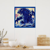Fantasy Kaiju Anime - Woodcut 2 Poster (Keuken)