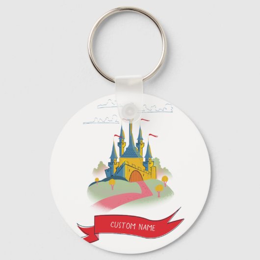 Fantasy Kasteel Aangepaste Tekst Sleutelhanger (Voorkant)