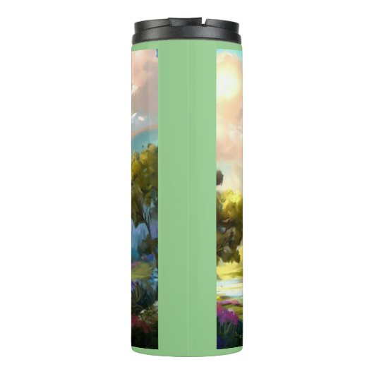 Fantasy Kasteel Gelukkig Landschap 2 Thermosbeker (Achterkant)