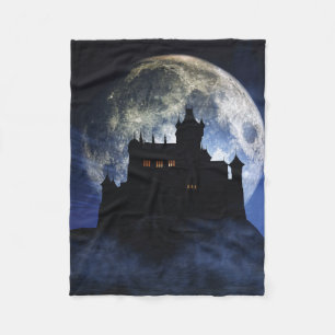 Fantasy kasteel in de nacht fleece deken