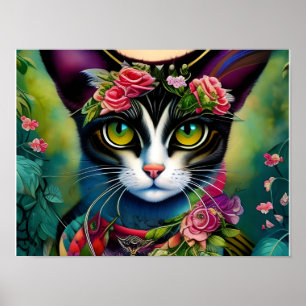 Fantasy kat muur kunst poster