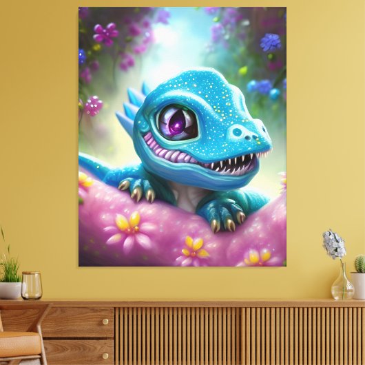 Fantasy Kawaii schattige en schattige baby draak Canvas Afdruk (Insitu (Woonkamer))