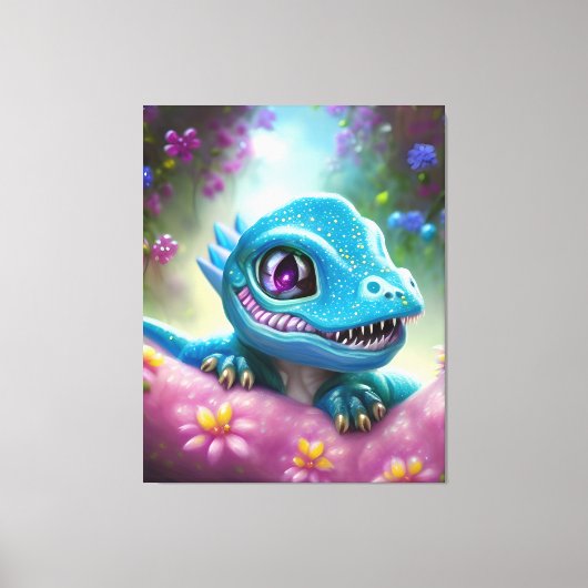 Fantasy Kawaii schattige en schattige baby draak Canvas Afdruk (Voorkant)