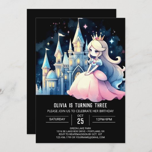 Fantasy Kleine Prinses Verjaardag Kaart (Voorkant / Achterkant)