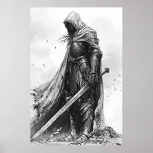 Fantasy Knight Illustratie in de stijl van Ian Mi Poster