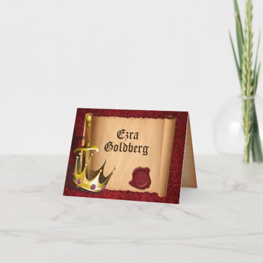 Fantasy Knight Middeleeuwse Bar Mitzvah Dank u Bedankkaart (Voorkant)