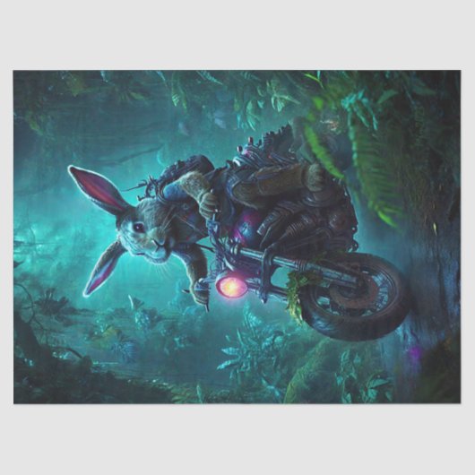 Fantasy konijntje in motorfiets tissuepapier (Voorkant)