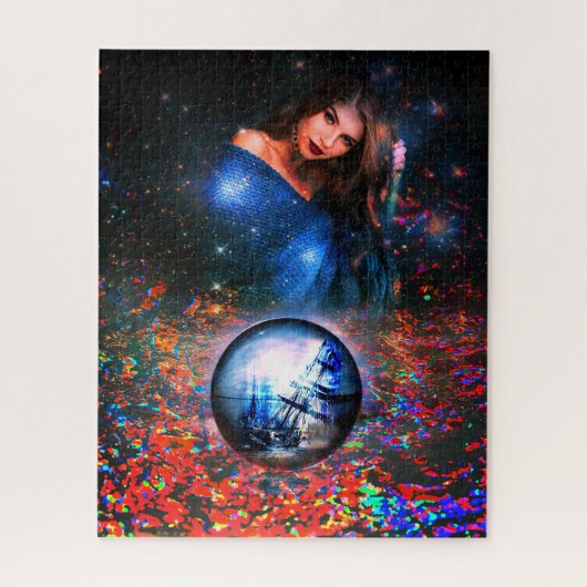 Fantasy kunst puzzel met vrouw en piratenschip (Verticaal)