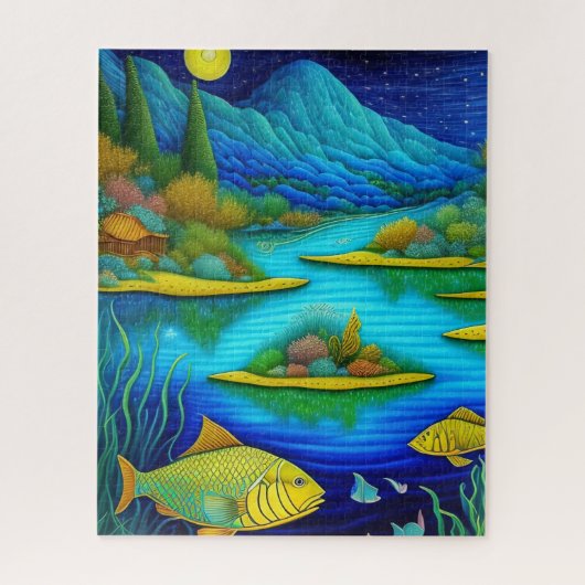 Fantasy Lake Fish Art Legpuzzel (Verticaal)
