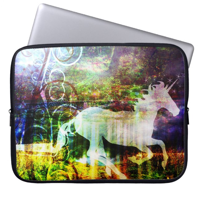  Fantasy Land Fairy Tale Unicorn Laptop Sleeve (Voorkant)