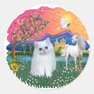 Fantasy Land (ff) - Perzische kitten (wit) Ronde Sticker