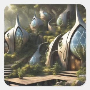 Fantasy Lands Vierkante Sticker
