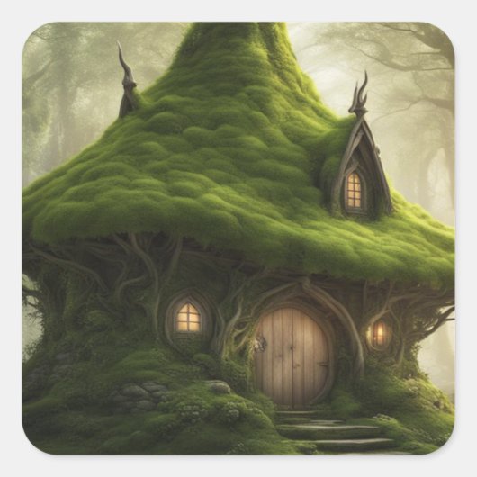 Fantasy Lands Vierkante Sticker (Voorkant)