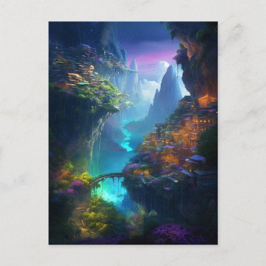 Fantasy Landscape Colorful Surreal Briefkaart (Voorkant)