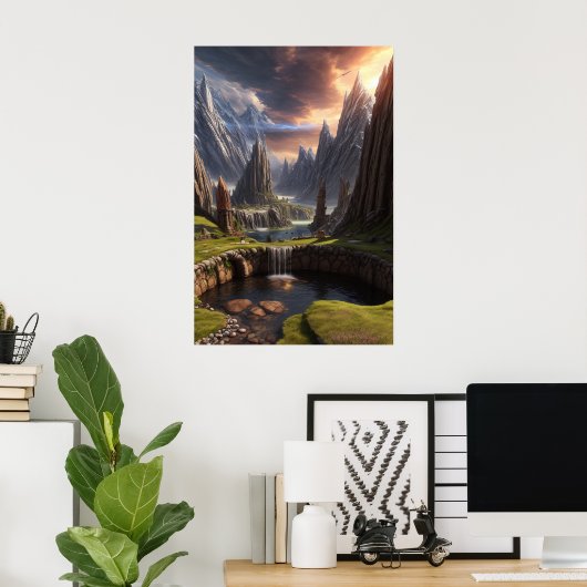 Fantasy Landscape Poster (Thuiskantoor)