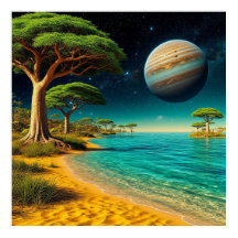 Fantasy Landschap met Levendig Strand