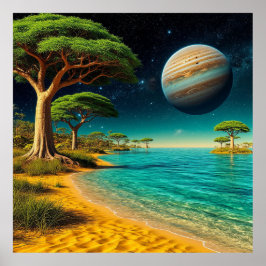 Fantasy Landschap met Levendig Strand Poster