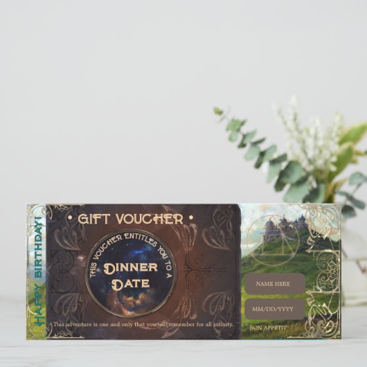 Fantasy landschap  romantische cadeaubon (Staand voorkant)