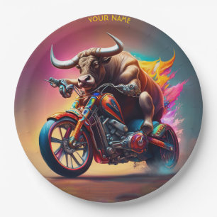 Fantasy Leuke Bull Riding Bike Papieren Bordje