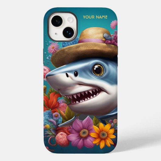 Fantasy Leuke haai Pet bloemen Case-Mate iPhone Case (Achterkant)