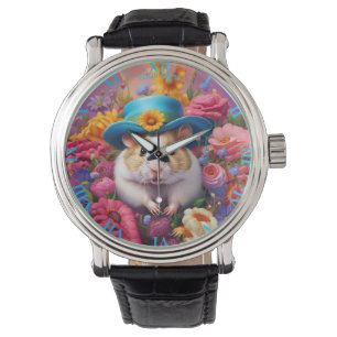 Fantasy Leuke Hamster Pet Bloemen Horloge