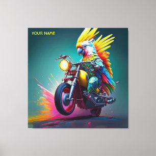 Fantasy Leuke Kaketoe Rijfiets Canvas Afdruk