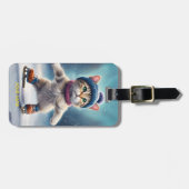Fantasy Leuke kat figuur schaatsen. Bagagelabel (Voorkant horizontaal)