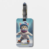 Fantasy Leuke kat figuur schaatsen. Bagagelabel (Achterkant verticaal)