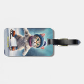 Fantasy Leuke kat figuur schaatsen. Bagagelabel (Achterkant horizontaal)