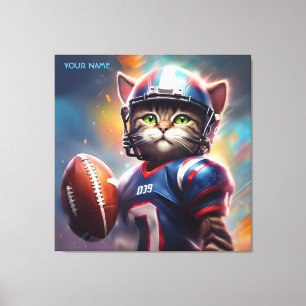 Fantasy Leuke Kat Football Uniform Canvas Afdruk