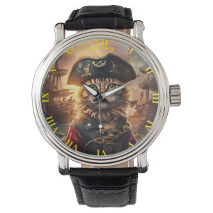 Fantasy Leuke Kat Pirate Pet Horloge