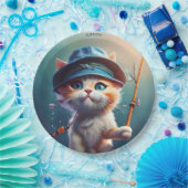 Fantasy Leuke Kat Vist Rod Papieren Bordje (Feest)