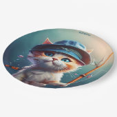 Fantasy Leuke Kat Vist Rod Papieren Bordje (Gekanteld)