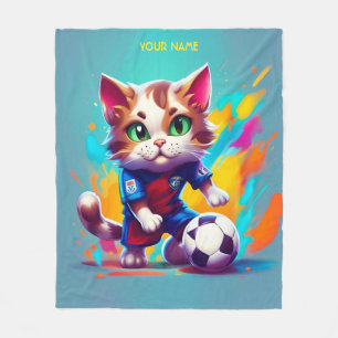 Fantasy Leuke Kat Voetbal Football Fleece Deken
