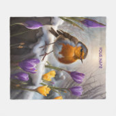 Fantasy Leuke Robin Sneeuwbloemen Fleece Deken (Voorkant (Horizontaal))