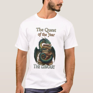 Fantasy Lezende Draak Bibliothecaris De Queeste T-shirt