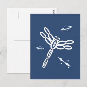Fantasy Libel en OuterSpace Scheur, blauw, wit Briefkaart