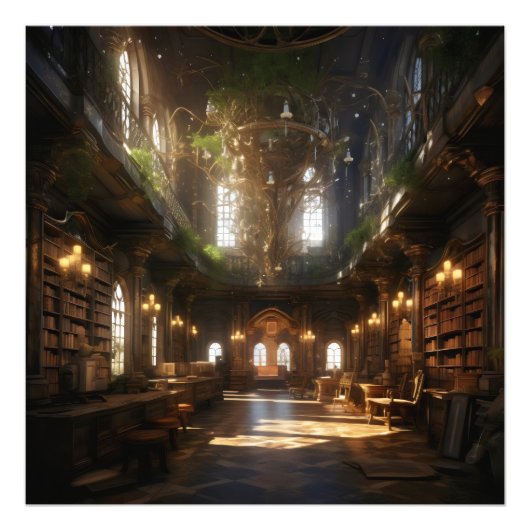 Fantasy Library Foto Afdruk (Voorkant)
