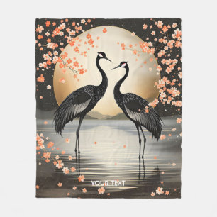Fantasy Lieve Twee Zwarte Kraanvogels Fleece Deken