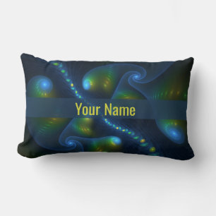 Fantasy Lights Abstract Art Blue Green Yellow Name Kussen