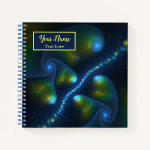 Fantasy Lights Abstract Blauw Gele Kunstnaam Notitieboek