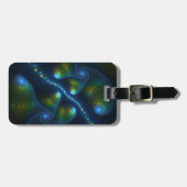 Fantasy Lights Abstract Blauw Groen Geel Fractal Bagagelabel (Voorkant horizontaal)