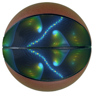 Fantasy Lights Abstract Blauw Groen Geel Fractal Basketbal