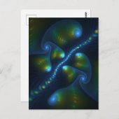 Fantasy Lights Abstract Blauw Groen Geel Fractal Briefkaart (Voorkant / Achterkant)