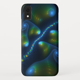 Fantasy Lights Abstract Blauw Groen Geel Fractal iPhone XR Hoesje